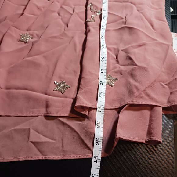 NEW Chaser Beaded Star Long Slit Sleeve Maxi Dress in Rosebud/Dusty Rose, Size M - Picture 14 of 15